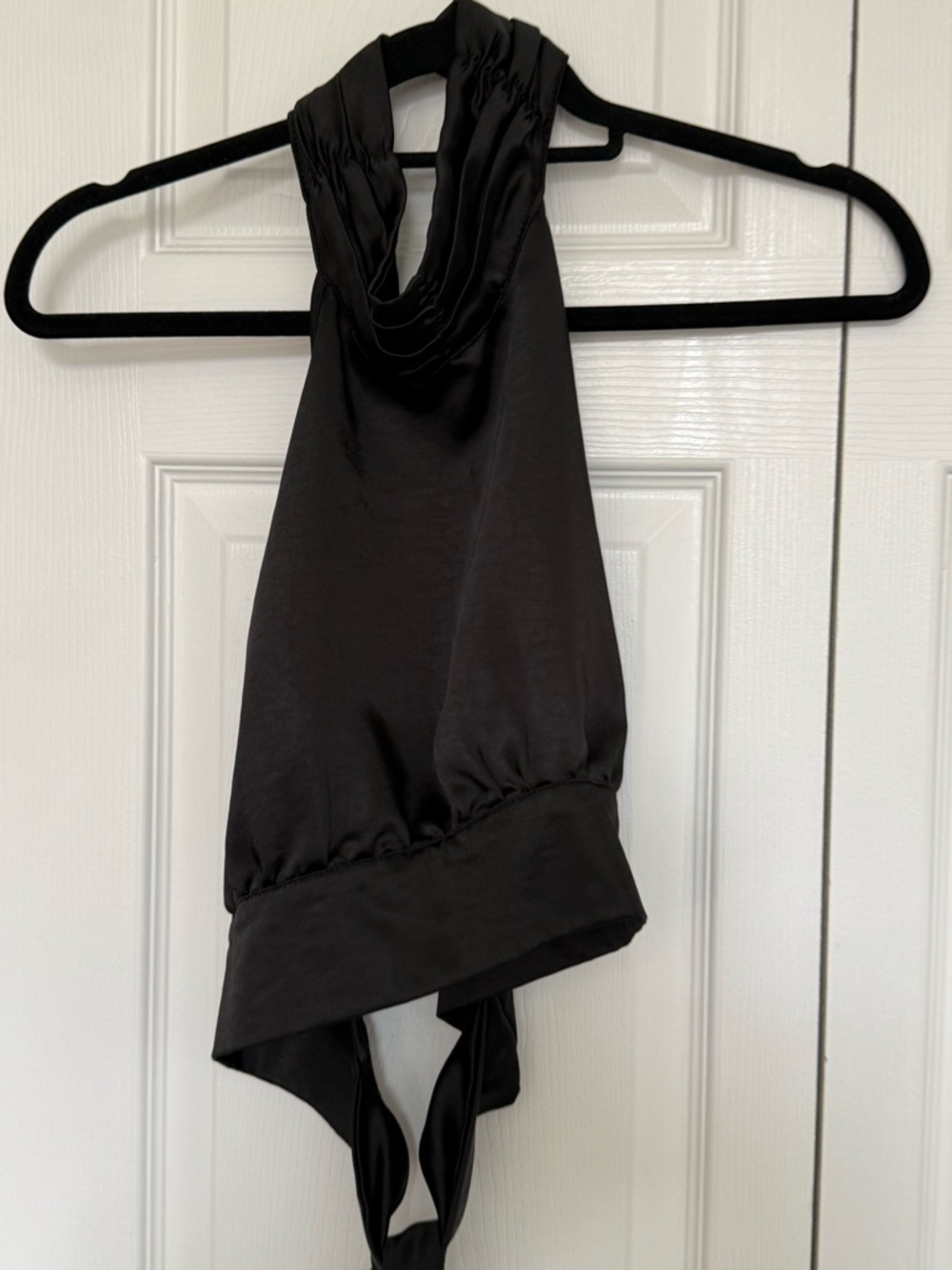 Nasty Gal Black Fabric Label Crop Top